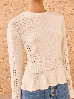 ULLA JOHNSON  Long Sleeve Peplum Pullover